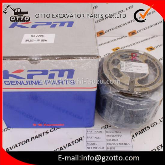 Repuestos originales Kawasaki ZX450-3 ZX470-3 K5V200 K3V1800DTH Placa de válvula del bloque de cilindros del rotor hidráulico 0451003 2953802451